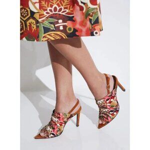 Natori Reen Ikebana Silk Open Toe Sling New Floral Women's Size 8.5